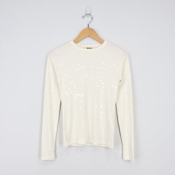 Madewell Drapey Rib Long Sleeve Tee Winter White Size XS NWT - Picture 2 of 8